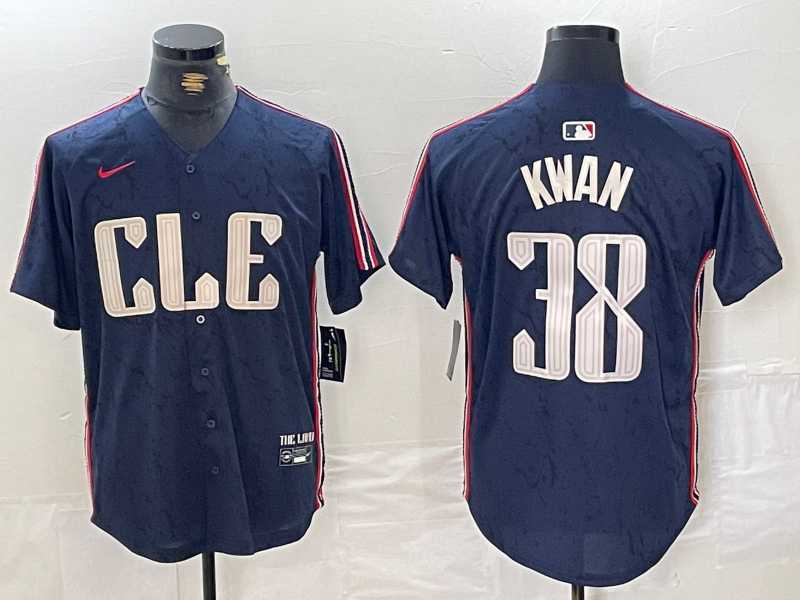 Men%27s Cleveland Guardians #38 Steven Kwan Navy 2024 City Connect Limited Stitched Jersey